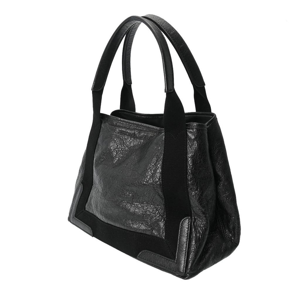 Balenciaga Leather Canvas Cabas Blue Black Navy Handbag Blue Black